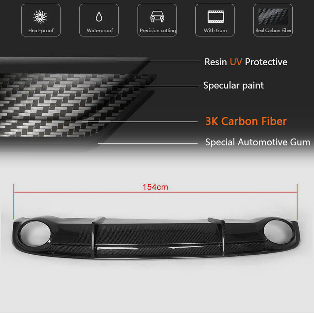 Rear Bumper Diffuser V3 (for S-Line, 2010-2014, Carbon) for Audi A7 2010-2018 - image 5