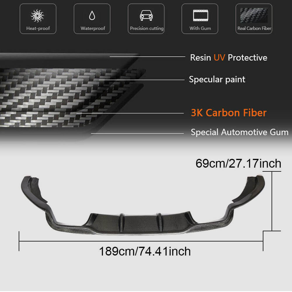 Rear Bumper Diffuser Carbon Fiber V1 (for F85) for BMW X5 F-15 2013-2018 - image 5