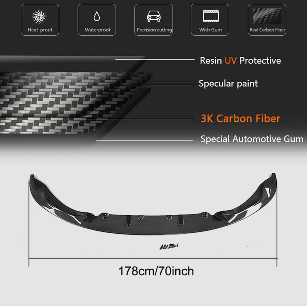 Front Bumper Lip V4 for F82/F83, Carbon for BMW 4 Series F32/F33/F36 2012-2020 - image 5