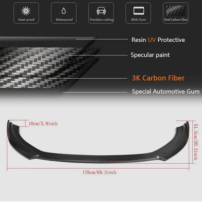 Front bumper lip Lip V1 (for Base 2012-2016 Sedan, Carbon) for Audi A3 2012-2020 - image 5