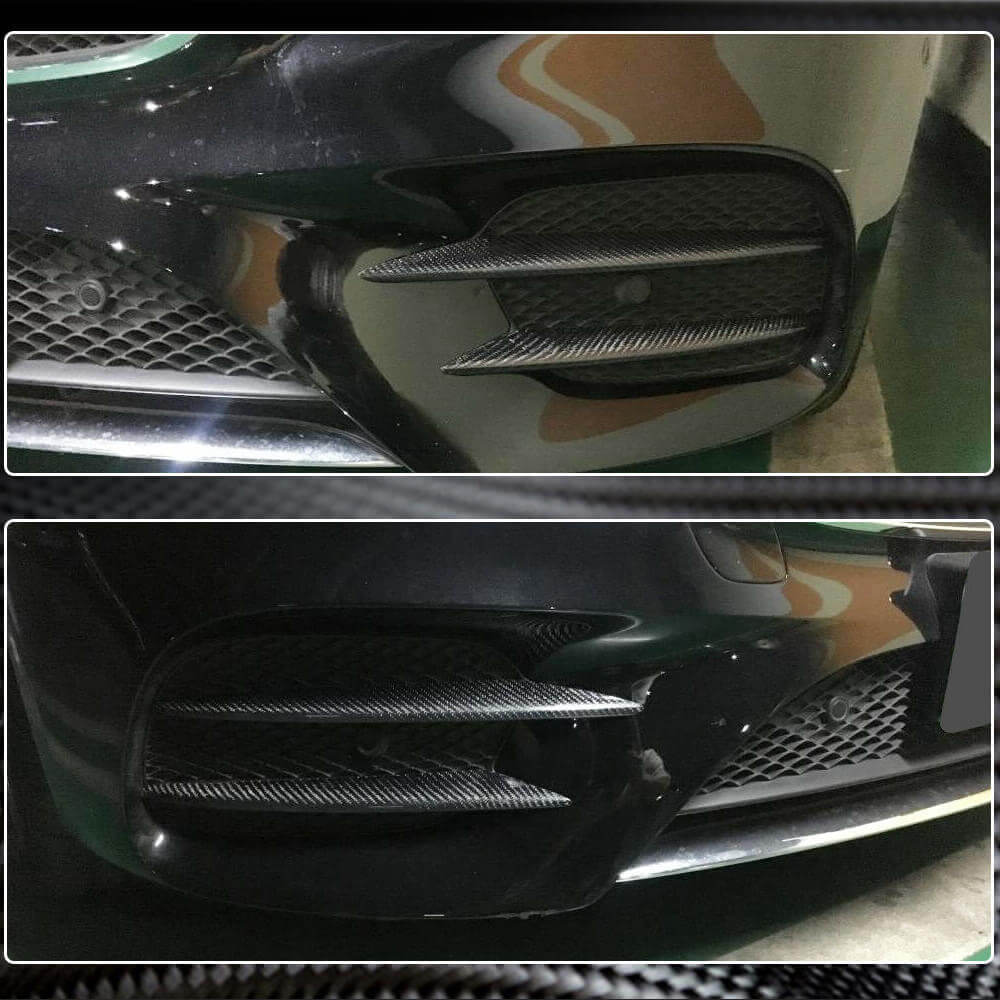 Covers on the front bumper (for AMG-Line/E43 AMG 2016-2019, Carbon) for Mercedes E-class W213 2016-2023 - image 5