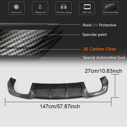Rear Bumper Diffuser V4 (for S-Line SD 2017-2020, Carbon) for Audi A3 2012-2020 - image 5