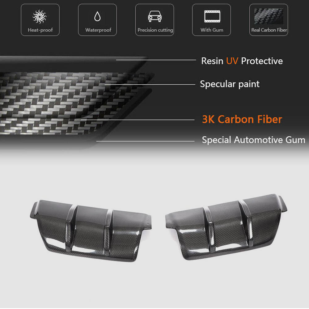 Rear Bumper Diffuser V2 for R/R20 HB 2010-2013, Carbon for Volkswagen Golf 6 2008-2014 - image 5