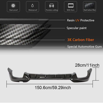 Rear Bumper Diffuser V4 for M-Sport 2018-2022, Carbon for BMW 3 Series G20/21 2018- - image 5
