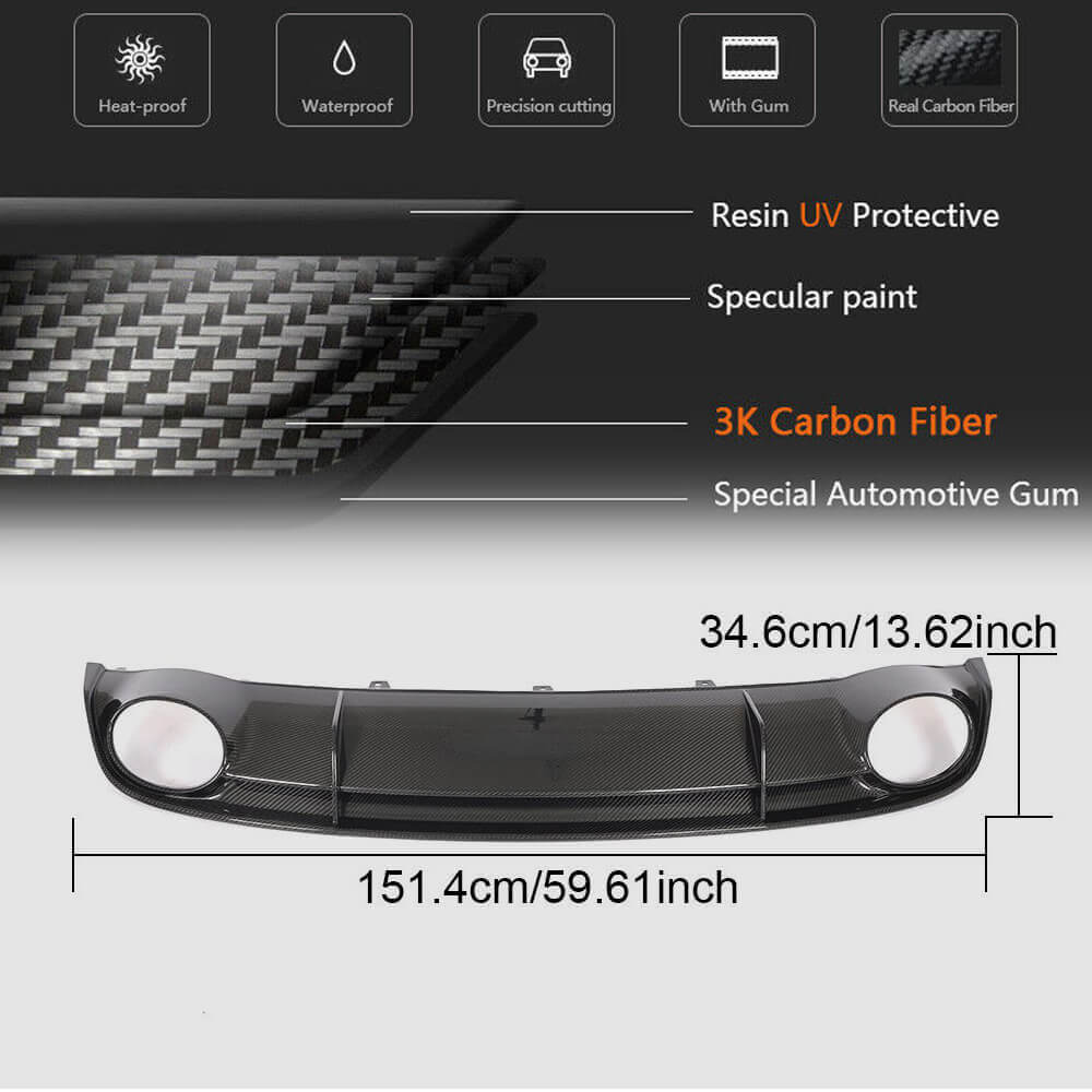 Rear Bumper Diffuser Dry Carbon Fiber for Audi A7 2010-2018 - image 5