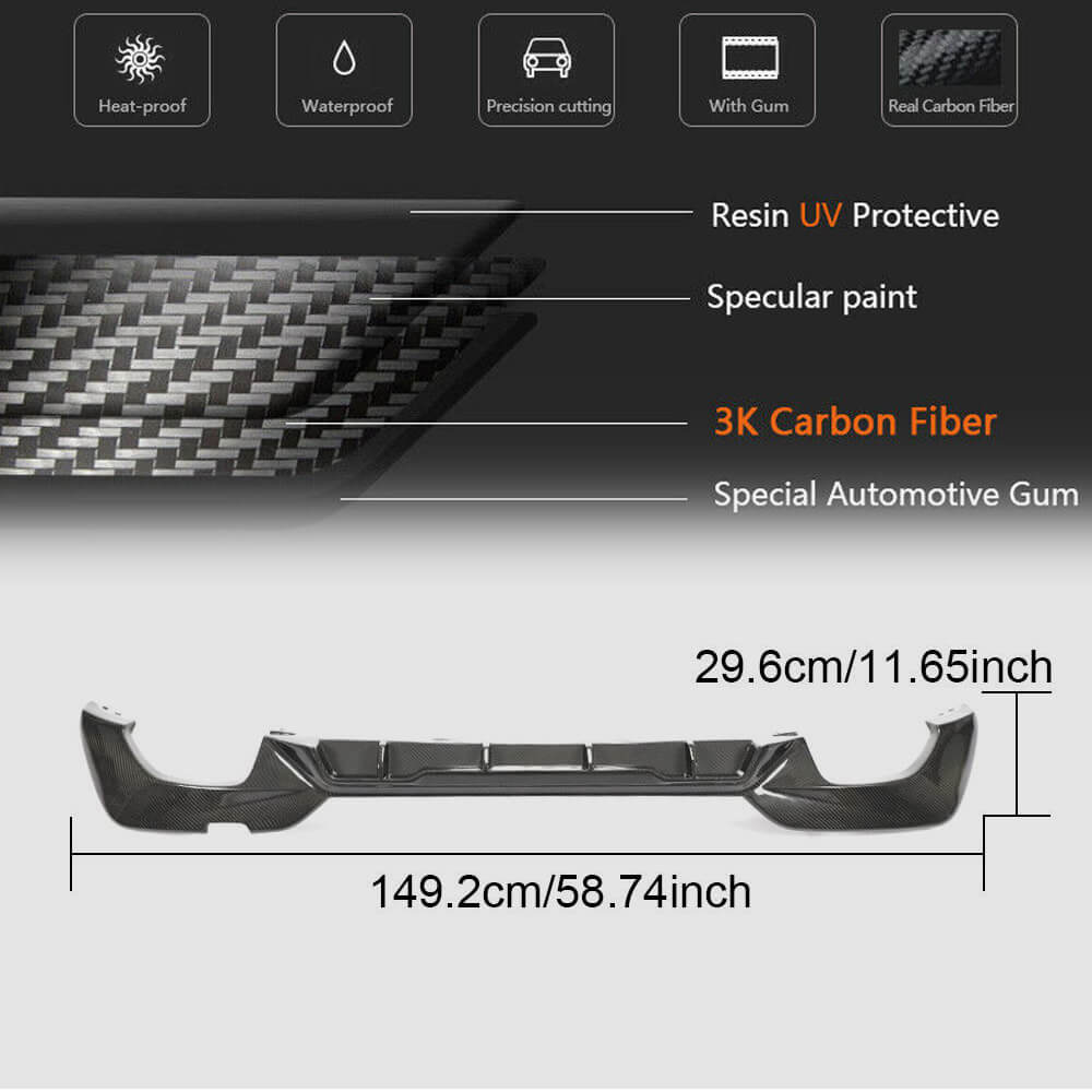 Rear Bumper Diffuser V7 (for M-Sport 2018-2022, Carbon) for BMW 3 Series G20/G21 2018- - image 5
