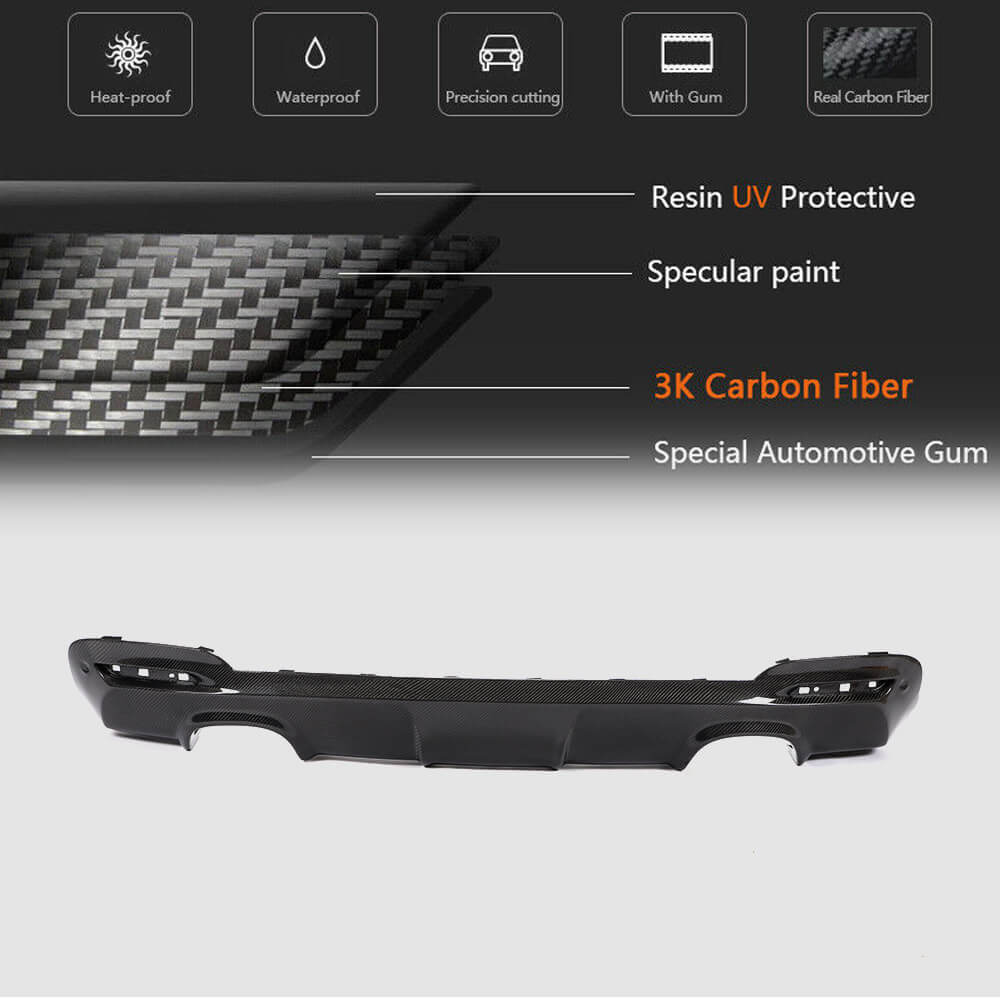 Rear Bumper Diffuser Carbon Fiber V3 (for F34 M-Sport) for BMW 3 series F-30/31/34 2012-2019 - image 5