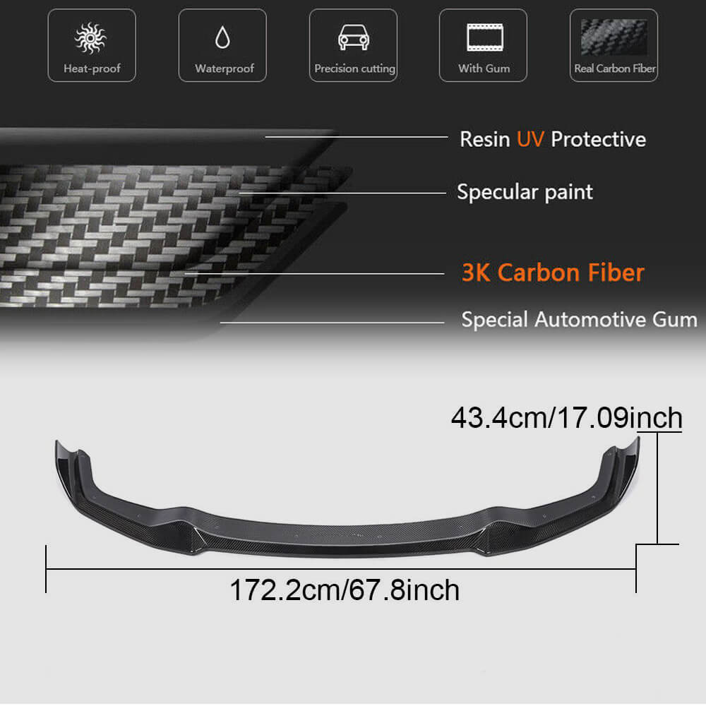 Front Bumper Lip V4 for F87 M2, Carbon for BMW 2 Series F22/F23 2014-2021 - image 5