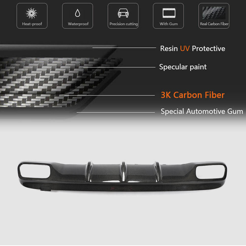 Rear bumper diffuser (for GLA45 AMG, Carbon) for Mercedes GLA X156 2014-2019 - image 5