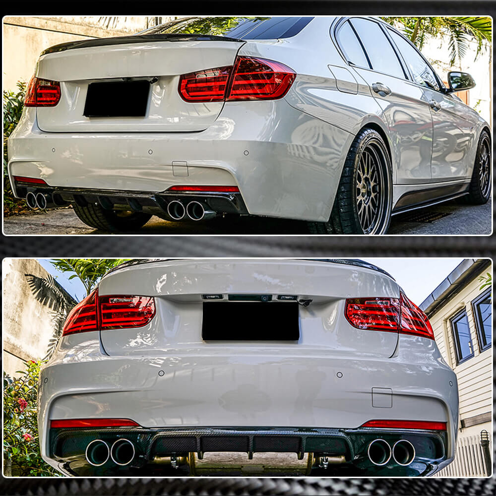 Rear Bumper Diffuser V4 (for F30 M-Sport, Carbon) for BMW 3 Series F30/F31 2012-2019 - image 5