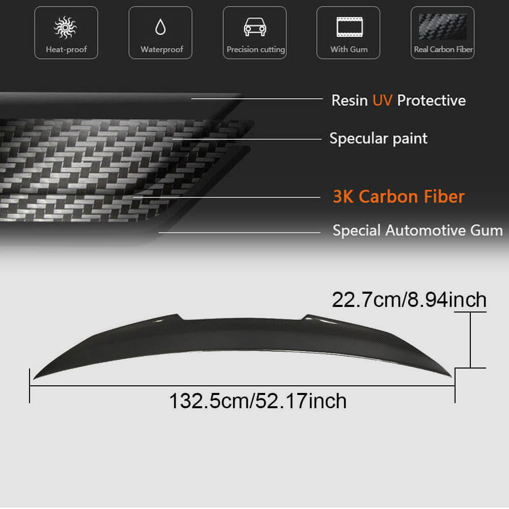 Rear Trunk Spoiler Carbon Fiber V1 (SD) for BMW 5 series E-60/61 2003-2010 - image 5