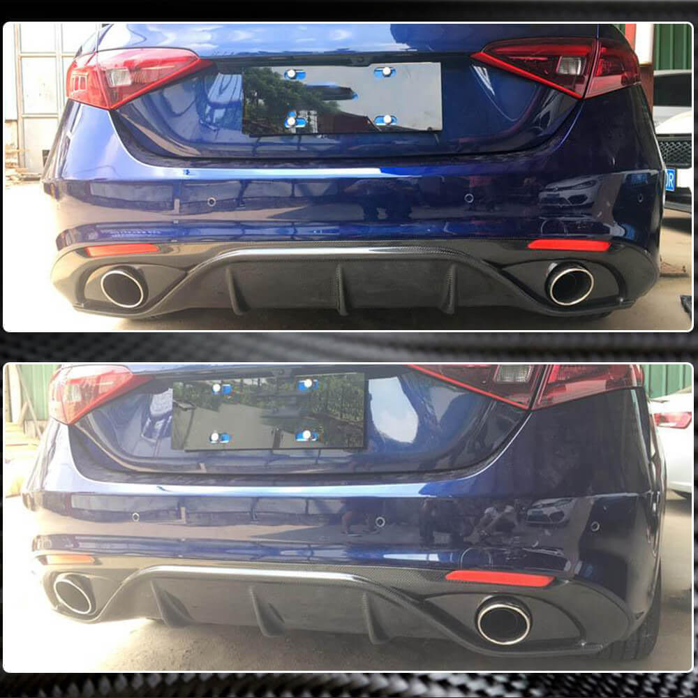 Rear Bumper Diffuser (for Sport, Carbon) for Alfa Romeo Giulia 2016-2022 - image 5