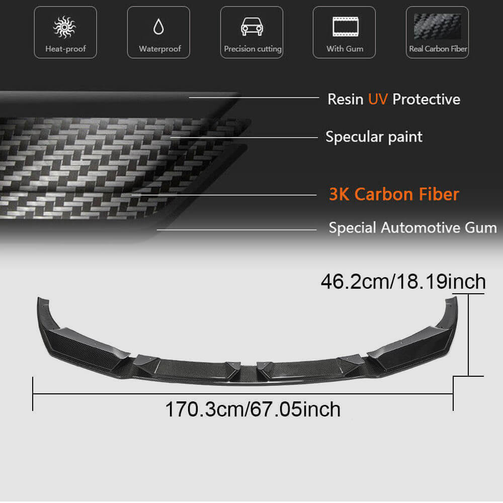 Front Bumper Lip V1 for F97 2018-2021, Carbon for BMW X3 G01 2018- - image 5