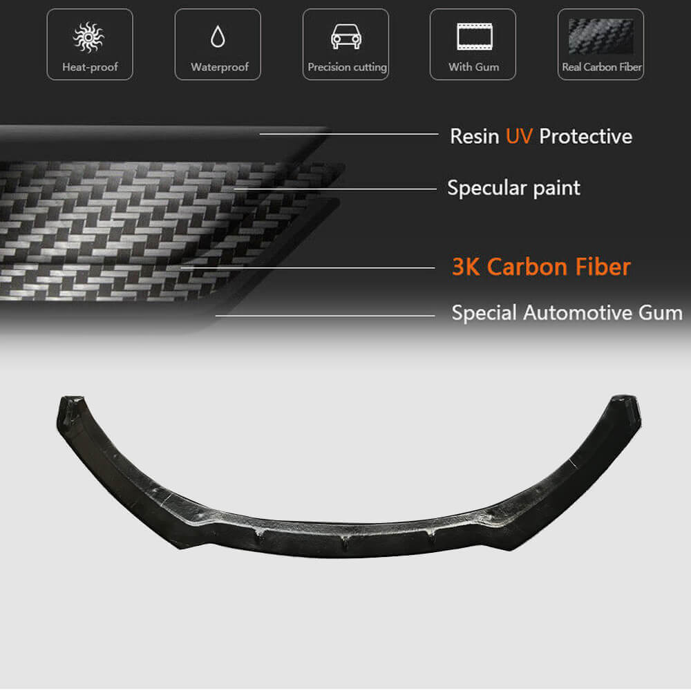 Front Bumper Lip Spoiler (2016-2020, Carbon) for Jaguar XF 2016- - image 5