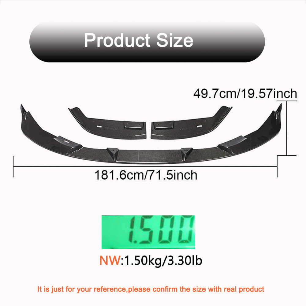 Front Bumper Lip Carbon Fiber V7 (for G80) for BMW 3 series G20/21 2018- - image 5