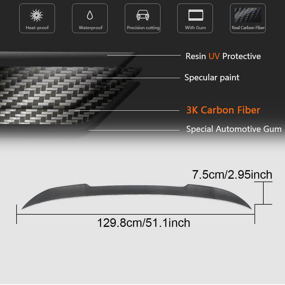 Rear Trunk Spoiler Carbon Fiber V7 (SD) for BMW 5 Series G30/31 2017-2023 - image 5