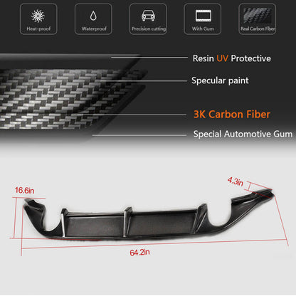 Rear Bumper Diffuser V3 (for Base/GTI HB 2012-2017, Carbon) for Volkswagen Golf 7/E-Golf 2012-2020 - image 5
