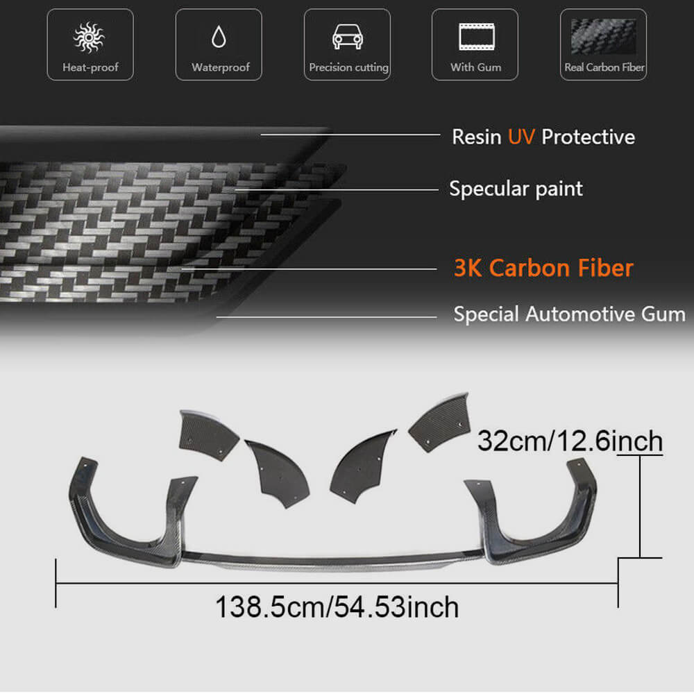 Rear bumper diffuser (for RS, 2016-2019, Dry carbon) for Audi TT 2014-2023 - image 5