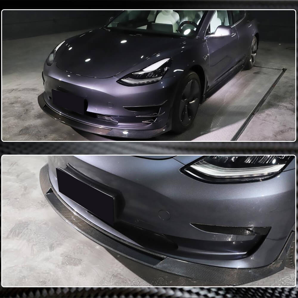 Front Bumper Lip V2 (2017-2023, Carbon) for Tesla Model 3 2017- - image 5