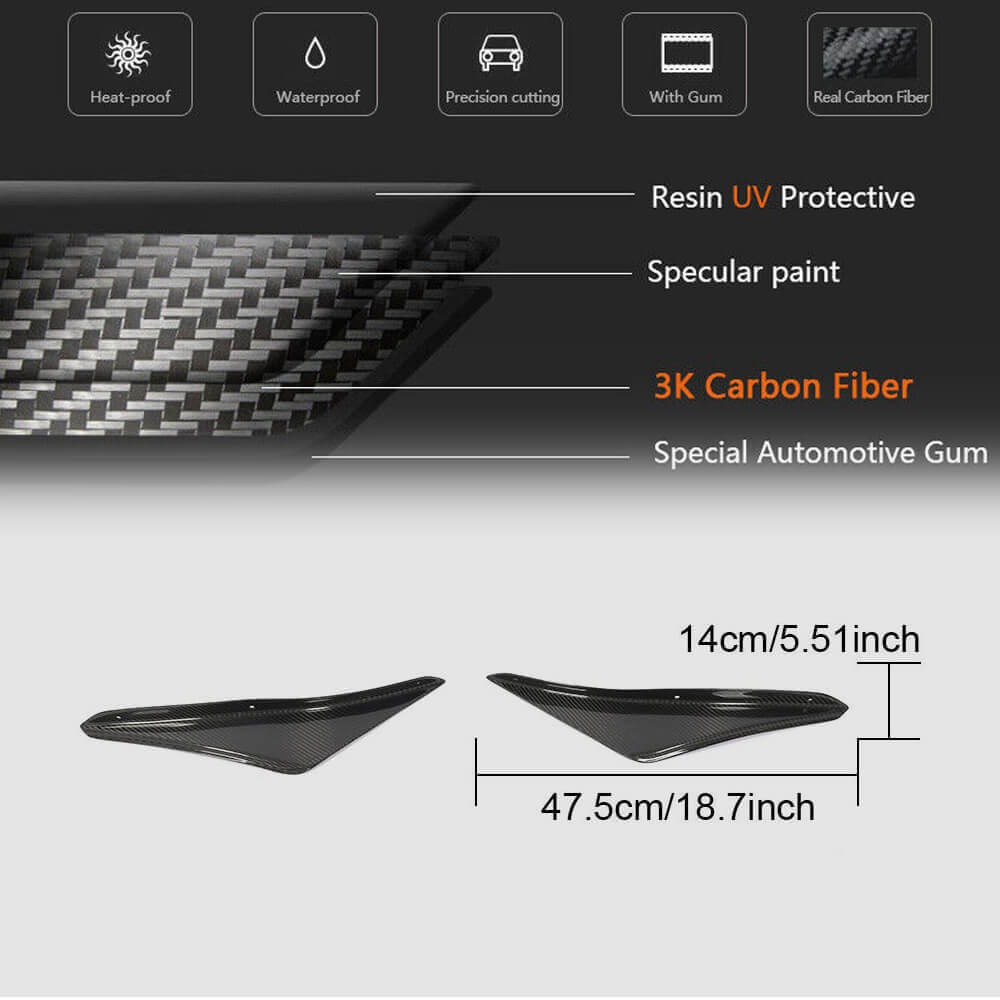 Covers on the front bumper (2015-2017, Carbon) for Ford Mustang 2015-2023 - image 5