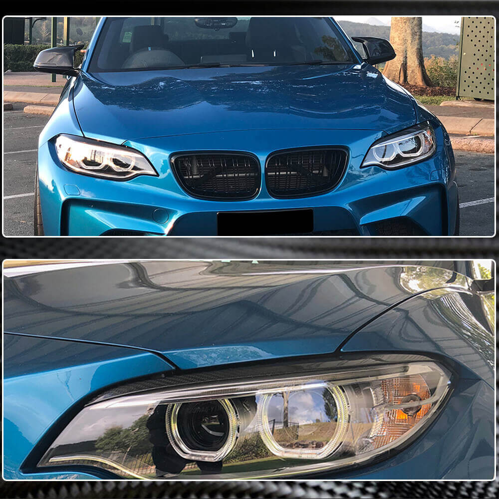 Headlight Eyebrows Lamp Eyelids Dry Carbon Fiber for BMW 2 Series F22/23 2014-2021 - image 5