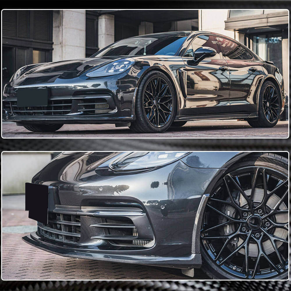 Lip front bumper overlay (2016-2020, Carbon) for Porsche Panamera 2016-2023 - image 5