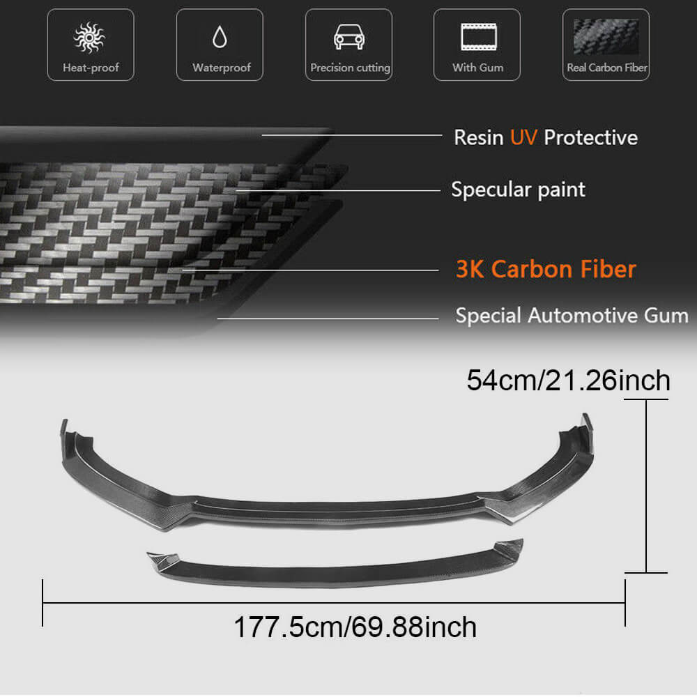 Front bumper lip Lip V4 (for S-Line Sedan 2017-2020, Carbon) for Audi A3 2012-2020 - image 5