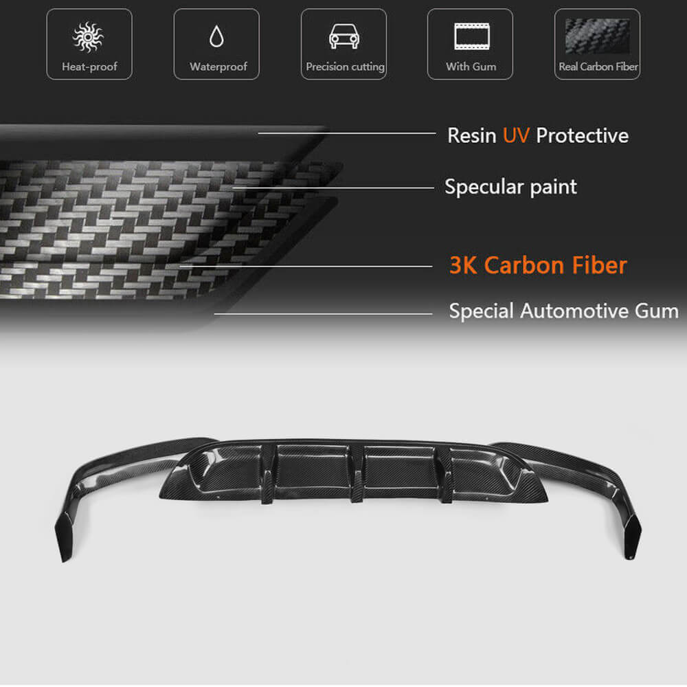 Rear Bumper Diffuser V1 for M-Sport/M6, Carbon for BMW 6 Series F12/F13/F06 2011-2018 - image 5