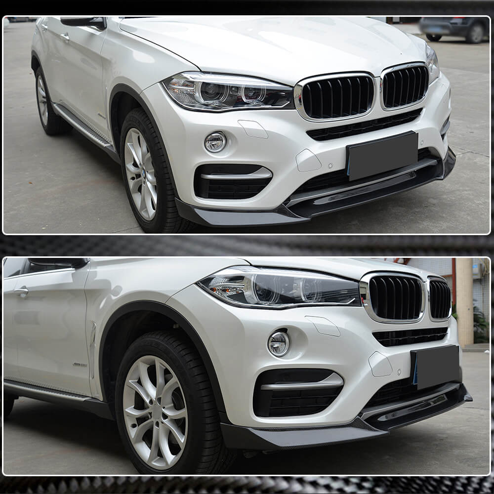 Front Bumper Lip V2 Add-on (for Base, Carbon) for BMW X6 F-16 2014-2019 - image 5