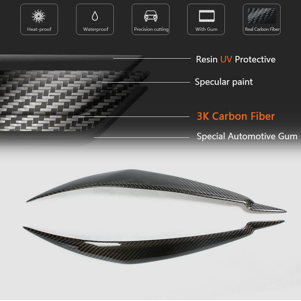 Headlight Eyebrows Lamp Eyelids Carbon Fiber for BMW X6 E-71 2008-2014 - image 5