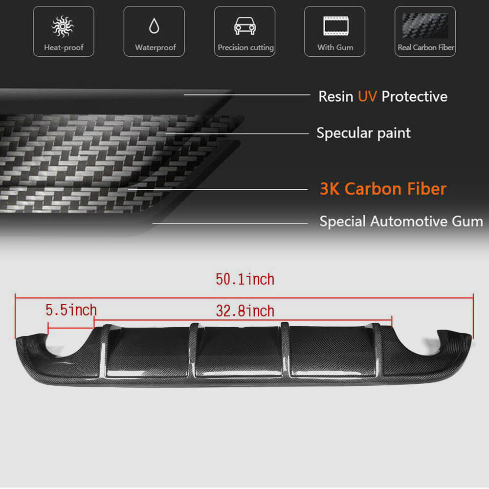 Rear Bumper Diffuser V1 for Q50 Base/Sport 2014-2017, Carbon for Infiniti Q50/Q60 2013-2024 - image 5