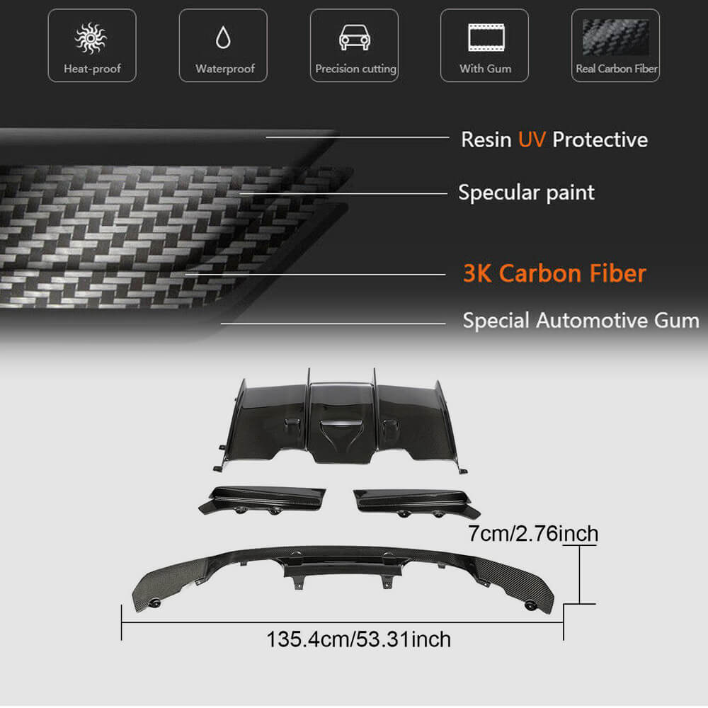 Rear Bumper Diffuser V1 for F82/F83, Carbon for BMW 4 Series F32/F33/F36 2012-2020 - image 5