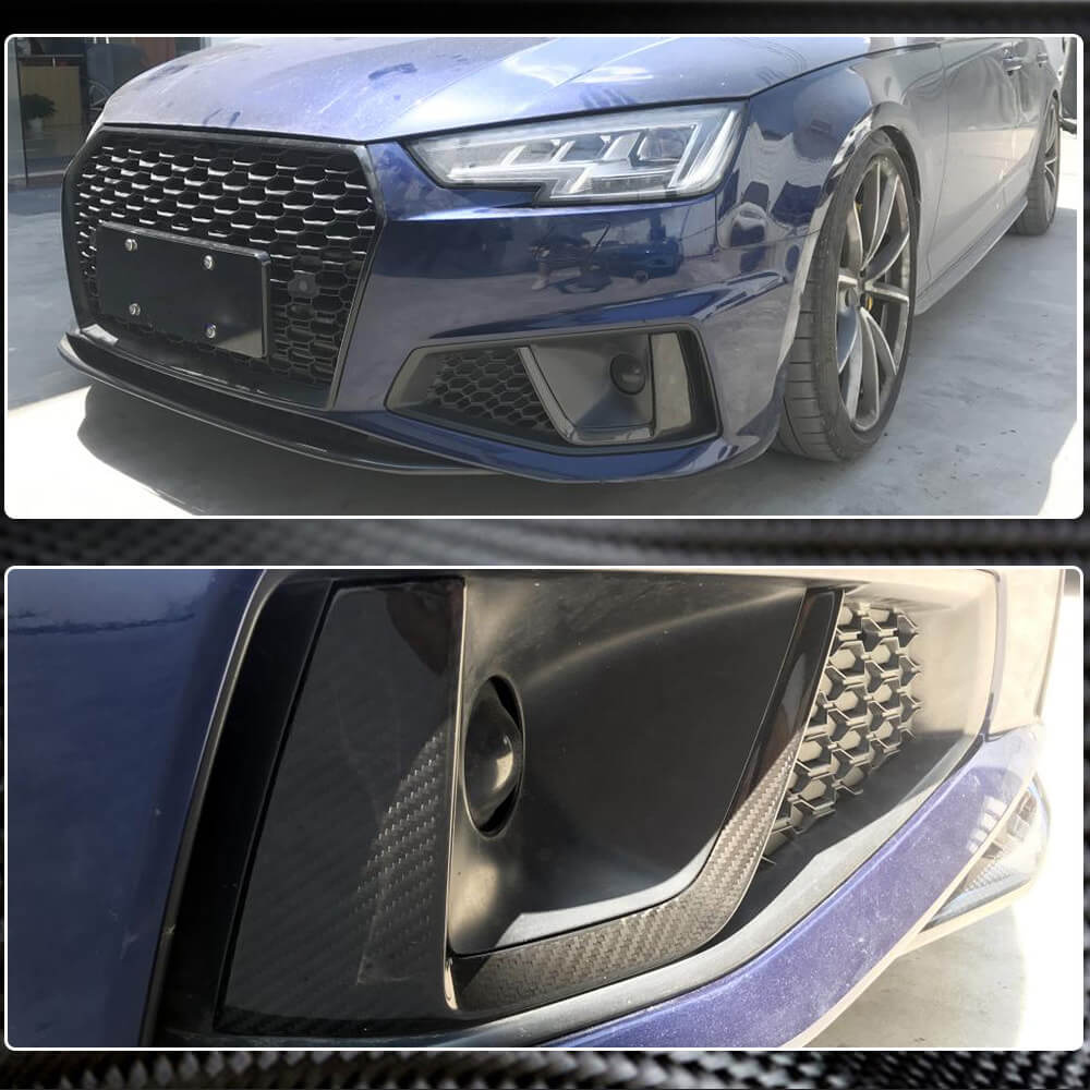 Fog light trim covers V3 (for S-Line Sedan 2015-2019, Carbon) for Audi A4 B9 2015-2024 - image 5