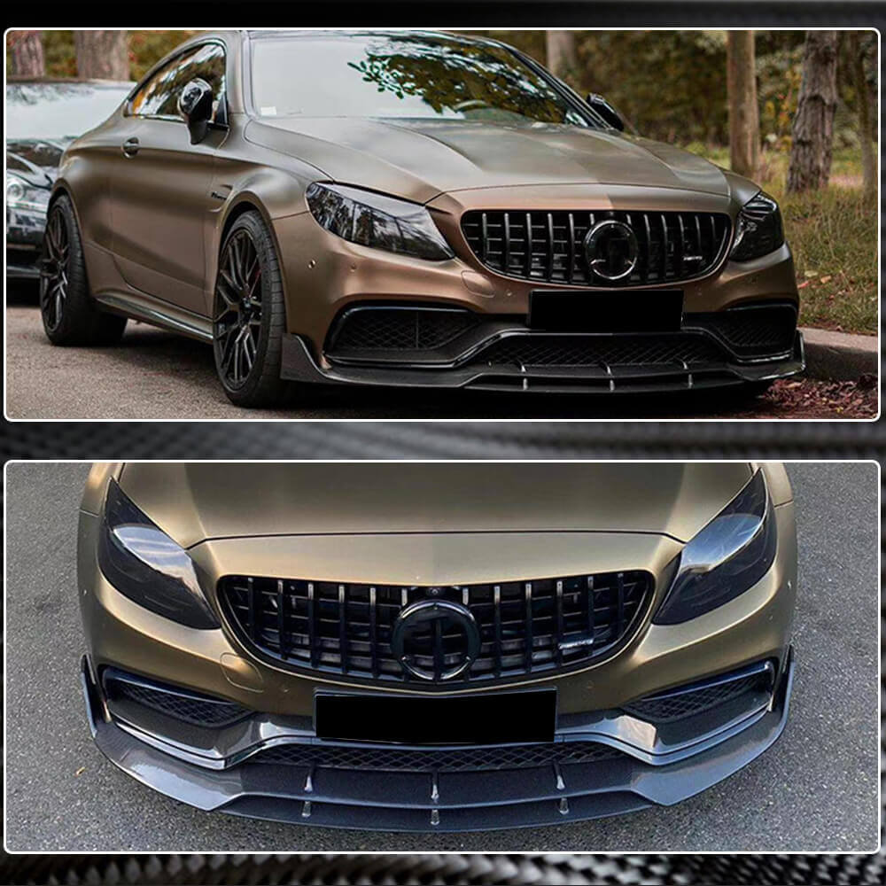 Lip V2 front bumper cover (for coupe/cabriolet C63 AMG 2015-2019, Carbon) for Mercedes C-class W205 2014-2021 - image 5
