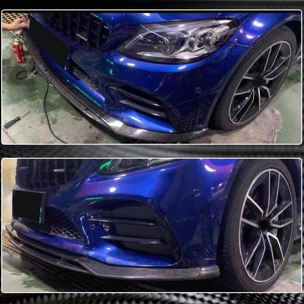 Front Bumper Lip V1 for C43 AMG 2019-2021 Carbon for Mercedes C-сlass W205 2014-2021 - image 5