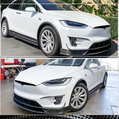 Front Bumper Lip Spoiler (2015-2021, Carbon) for Tesla Model X 2015- - image 5