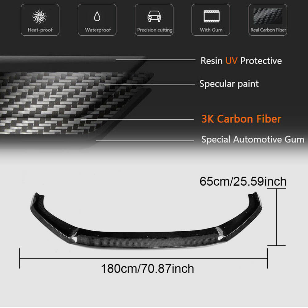 Front bumper lip spoiler Lip V4 (for S-Line Sedan 2015-2019, Carbon) for Audi A4 B9 2015-2024 - image 5