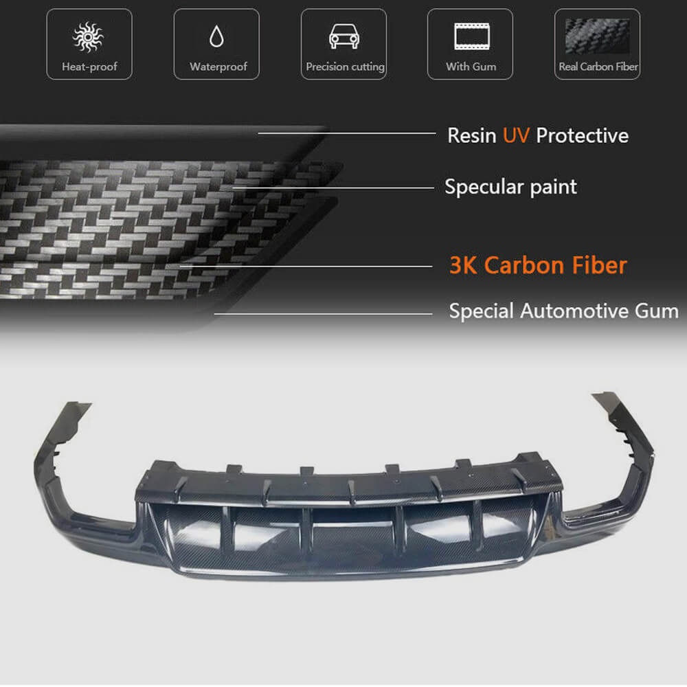 Rear Bumper Diffuser V1 (for Base/S, Carbon) for Maserati Levante 2016- - image 5