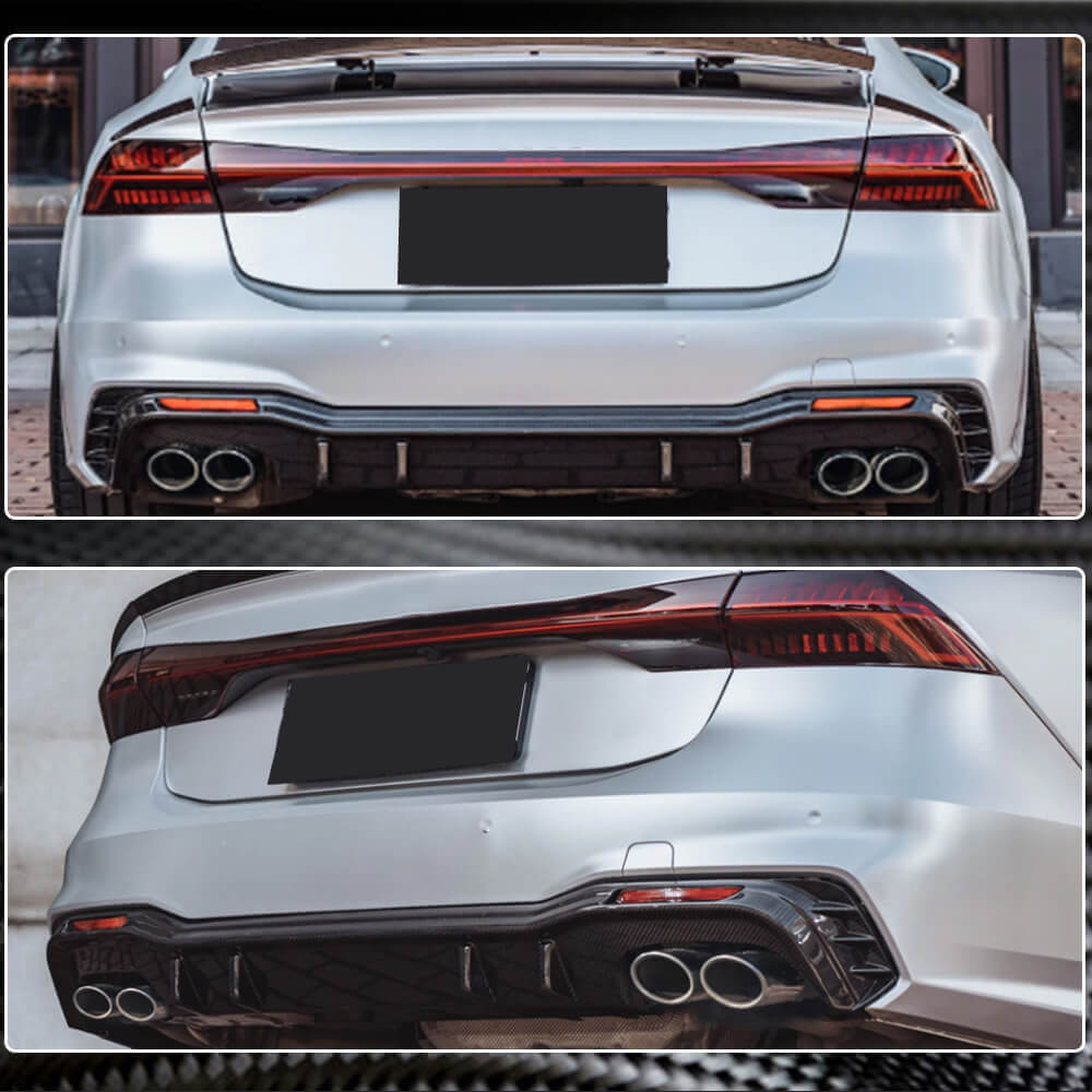 Rear bumper diffuser (for S-Line 2018-2022, Carbon) for Audi A7 2018- - image 5