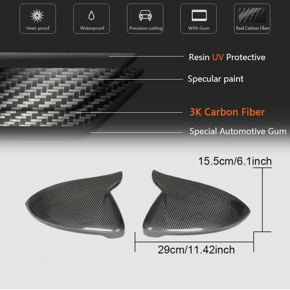 Mirror Covers V1 (Carbon) for Volkswagen Golf 7/E-Golf 2012-2020 - image 5