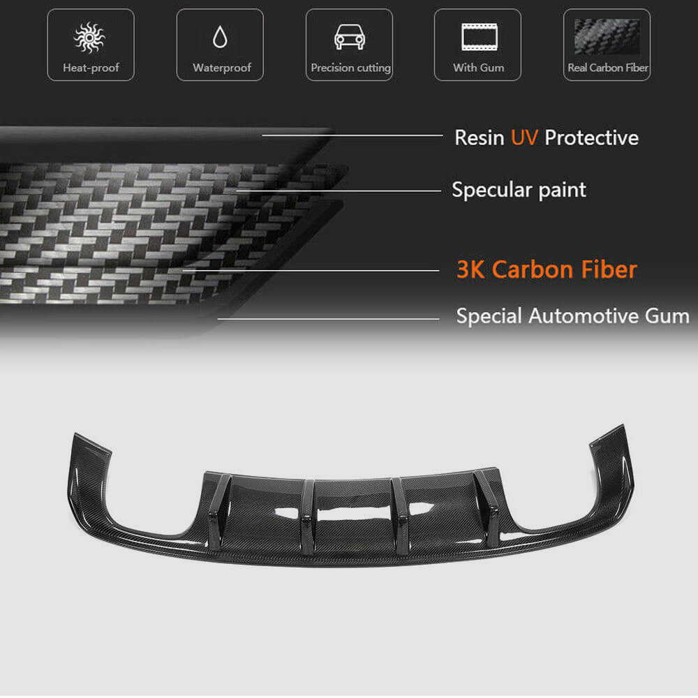 Rear Bumper Diffuser V3 (for S-Line SD 2012-2016, Carbon) for Audi A3 2012-2020 - image 5