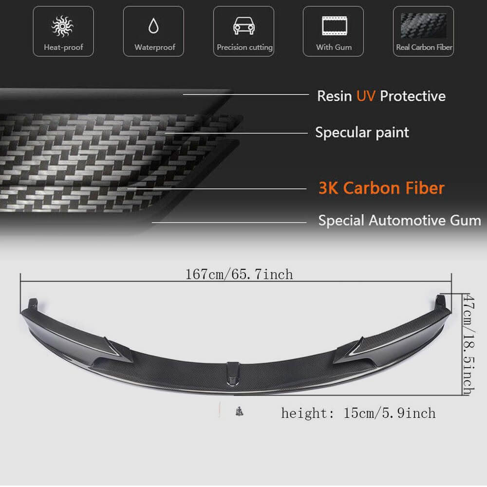 Front Bumper Lip MP-Style for F30 M-Sport, Carbon for BMW 3 Series F30/F31 2012-2019 - image 5
