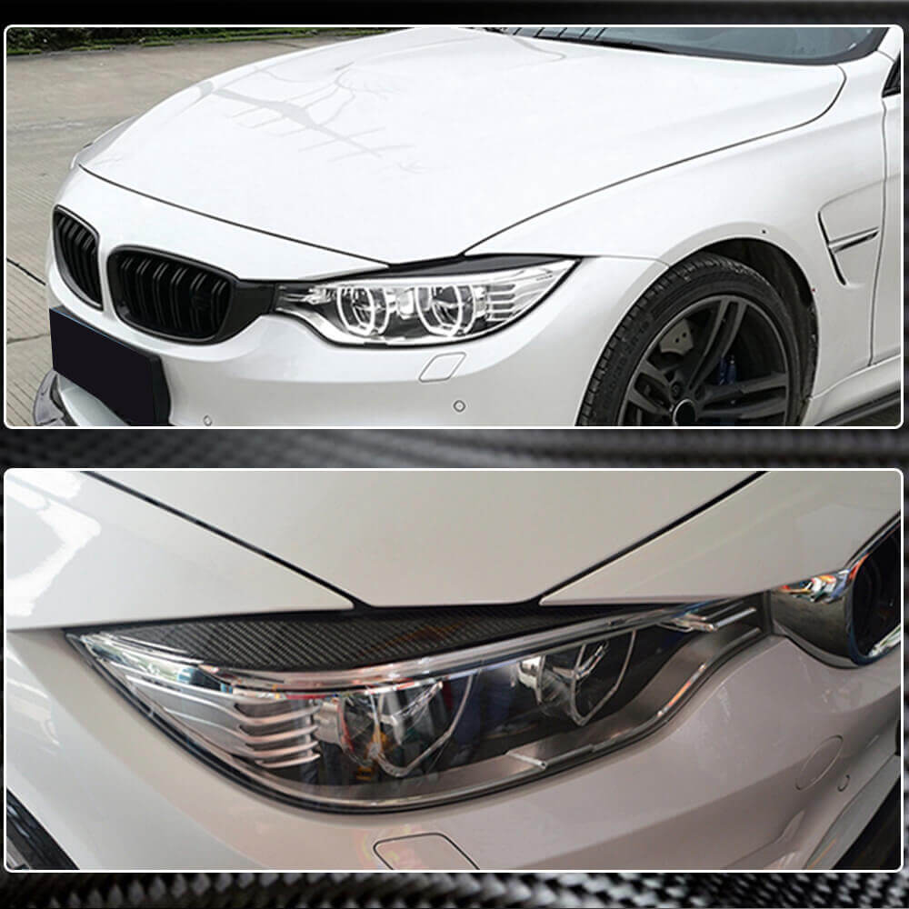Headlight Eyebrows Lamp Eyelids Dry Carbon Fiber V2 for BMW 3 series F-30/31/34 2012-2019 - image 5