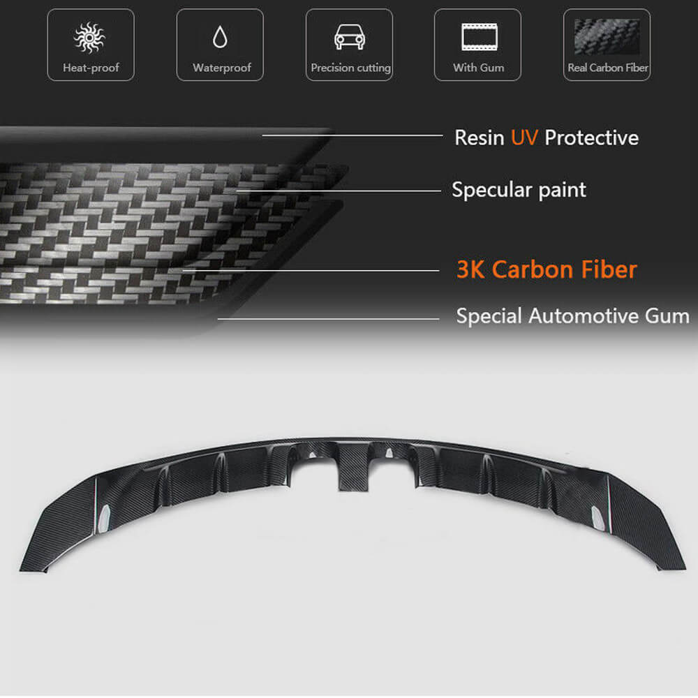 Rear Bumper Diffuser V1 for R/R20 HB 2010-2013 Carbon for Volkswagen Golf 6 2008-2014 - image 5