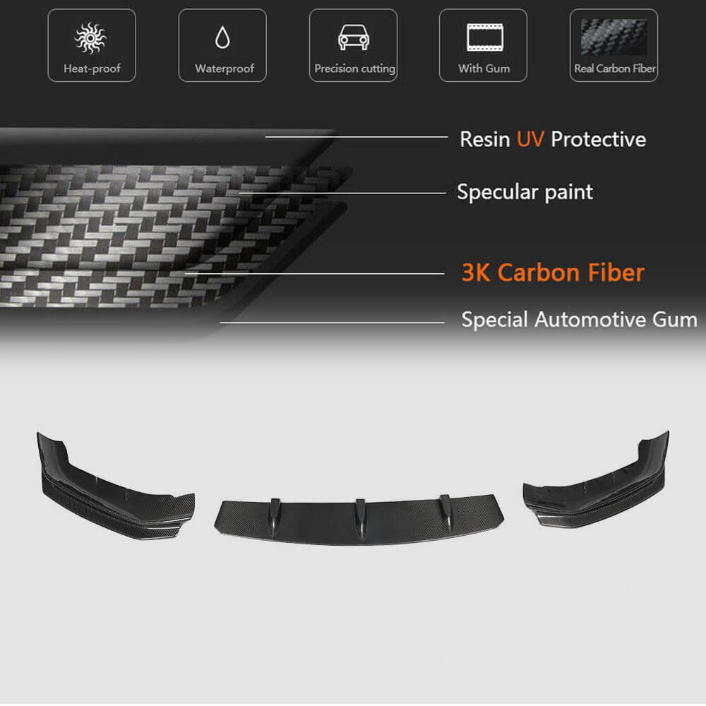 Front Bumper Lip V4 for M-Sport 2017-2020 Carbon for BMW 5 Series G30/31 2017-2023 - image 5