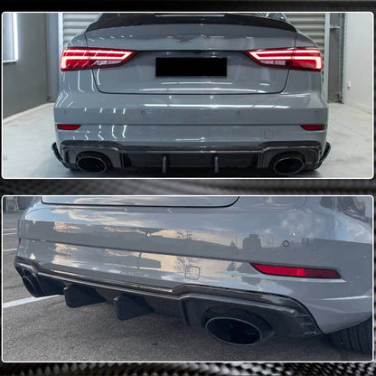 Rear Bumper Diffuser V1 for RS3 SD 2017-2019, Carbon for Audi A3 2012-2020 - image 5
