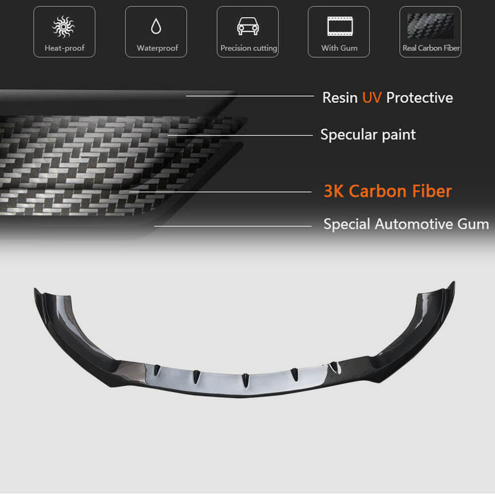 Front Bumper Lip V1 for E63 AMG 2016-2019 Carbon for Mercedes E-сlass W213 2016-2023 - image 5