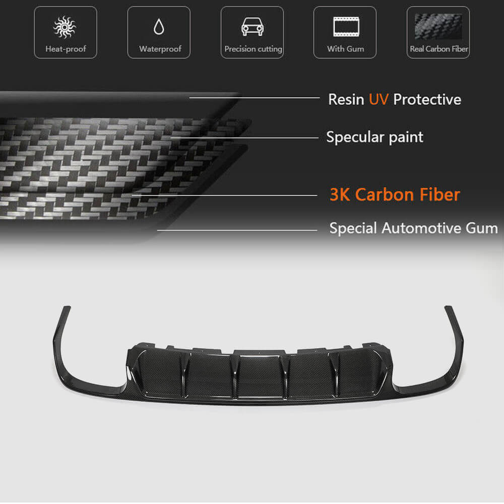 Rear Bumper Diffuser (for Base/S/S Q4 2013-2017, Carbon) for Maserati Ghibli 2013-2023 - image 5