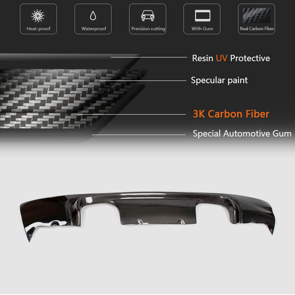 Rear Bumper Diffuser Half Carbon Fiber V2 (for M3) for BMW 3 series E-46 1998-2006 - image 5