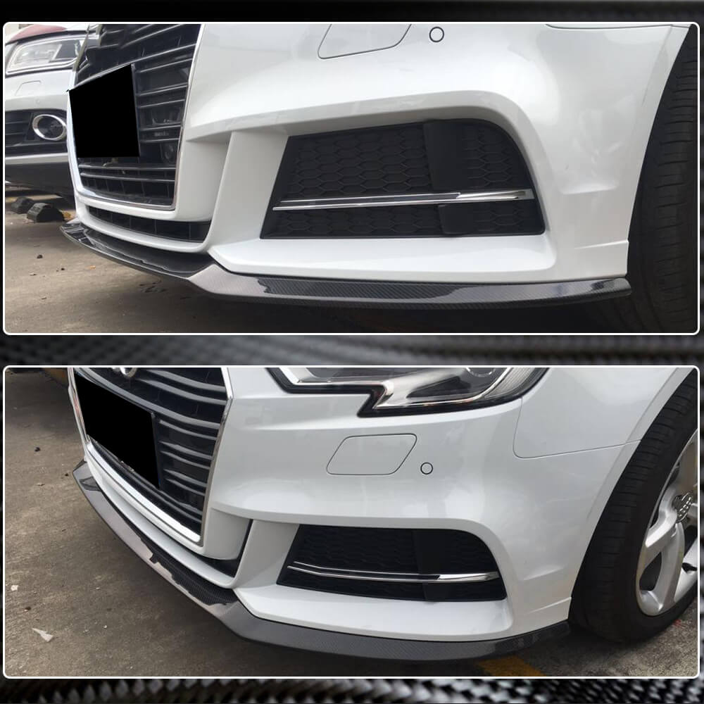 Front bumper lip spoiler Lip V5 (for S-Line Sedan 2017-2020, Carbon) for Audi A3 2012-2020 - image 5